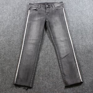 Dear John Jeans Women's 27 Gray Side Stripe Raw Hem Straight